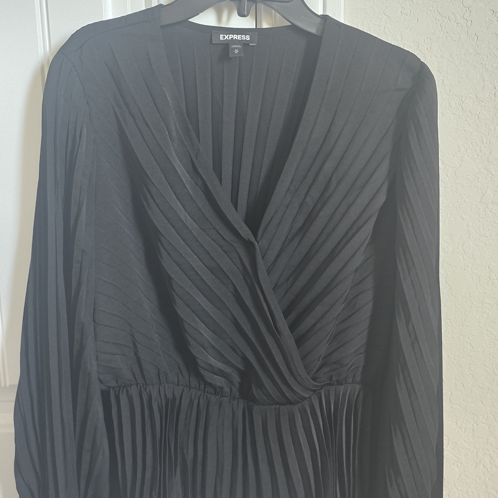Express Black Pleated Women's Blouse